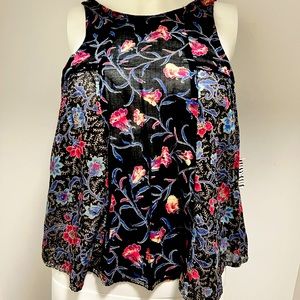 Urban outfitters black top with floral detail